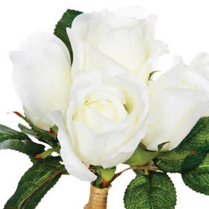 Bouquet de 7 roses artificielles blanc H30cm