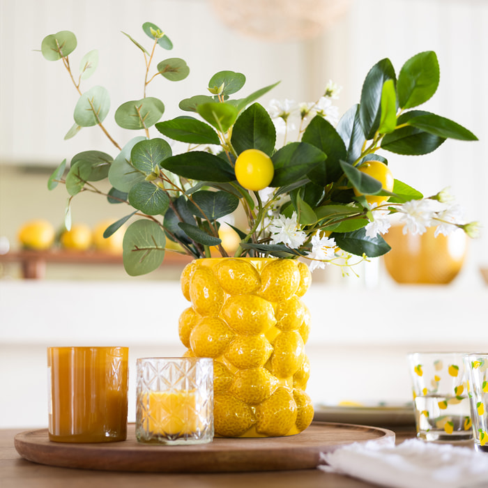 Vase citron "Yuca" céramique jaune H18cm