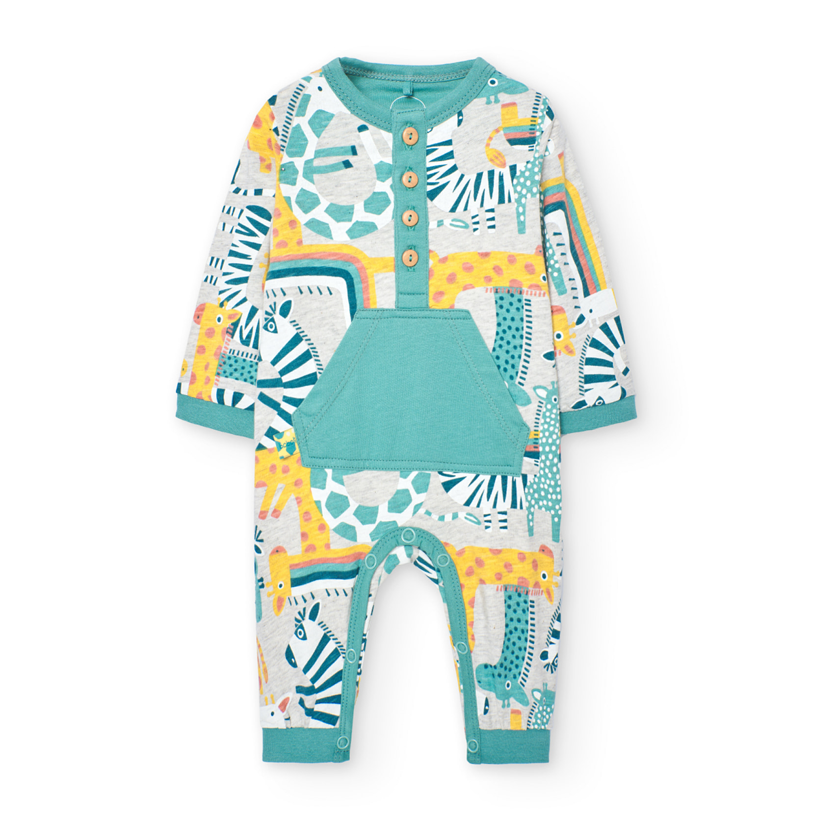 Pelele recién nacido, estampado verde claro, mangas largas