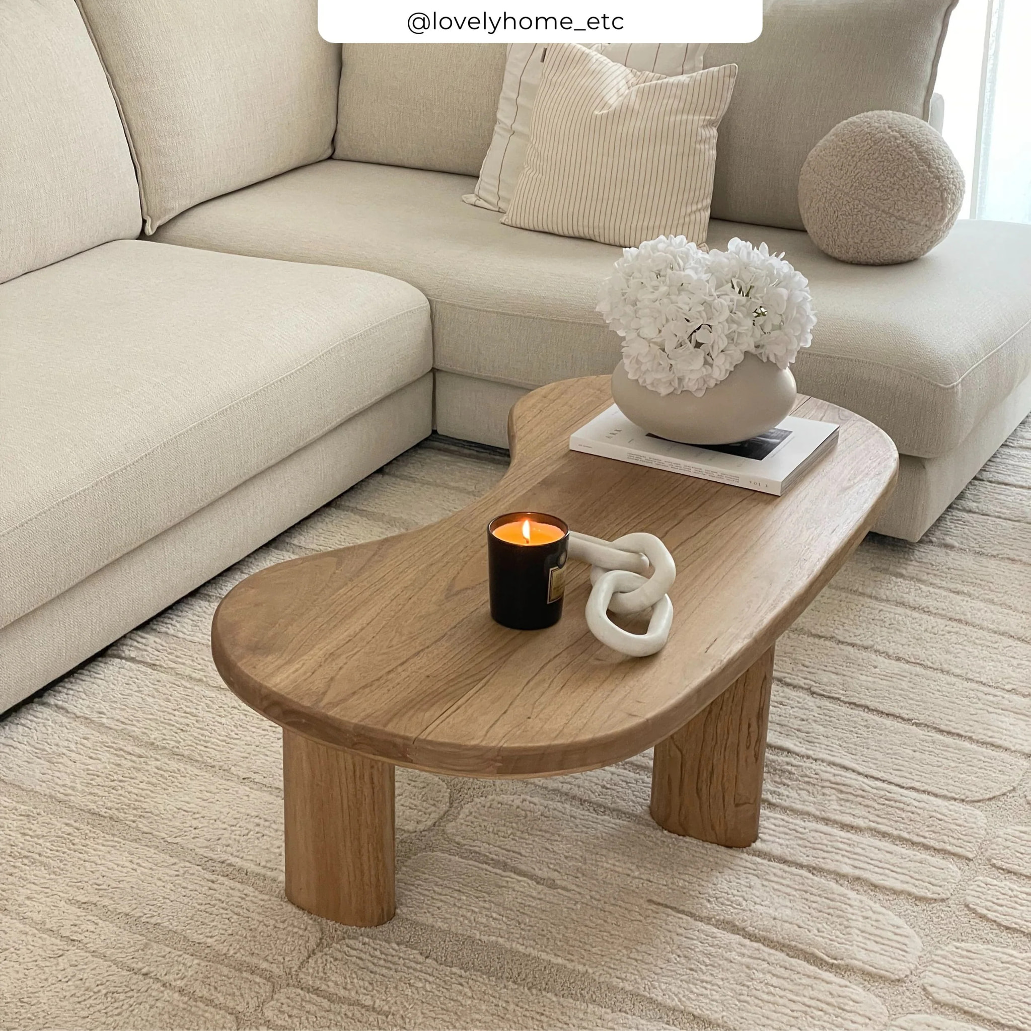 Table basse organique en bois massif de mindi - Brandan