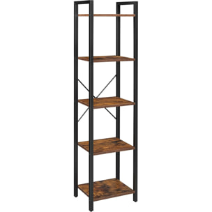 Libreria a colonna loft industriale in acciaio e legno rustico