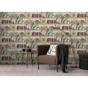 Papier peint étagères végétales style industriel