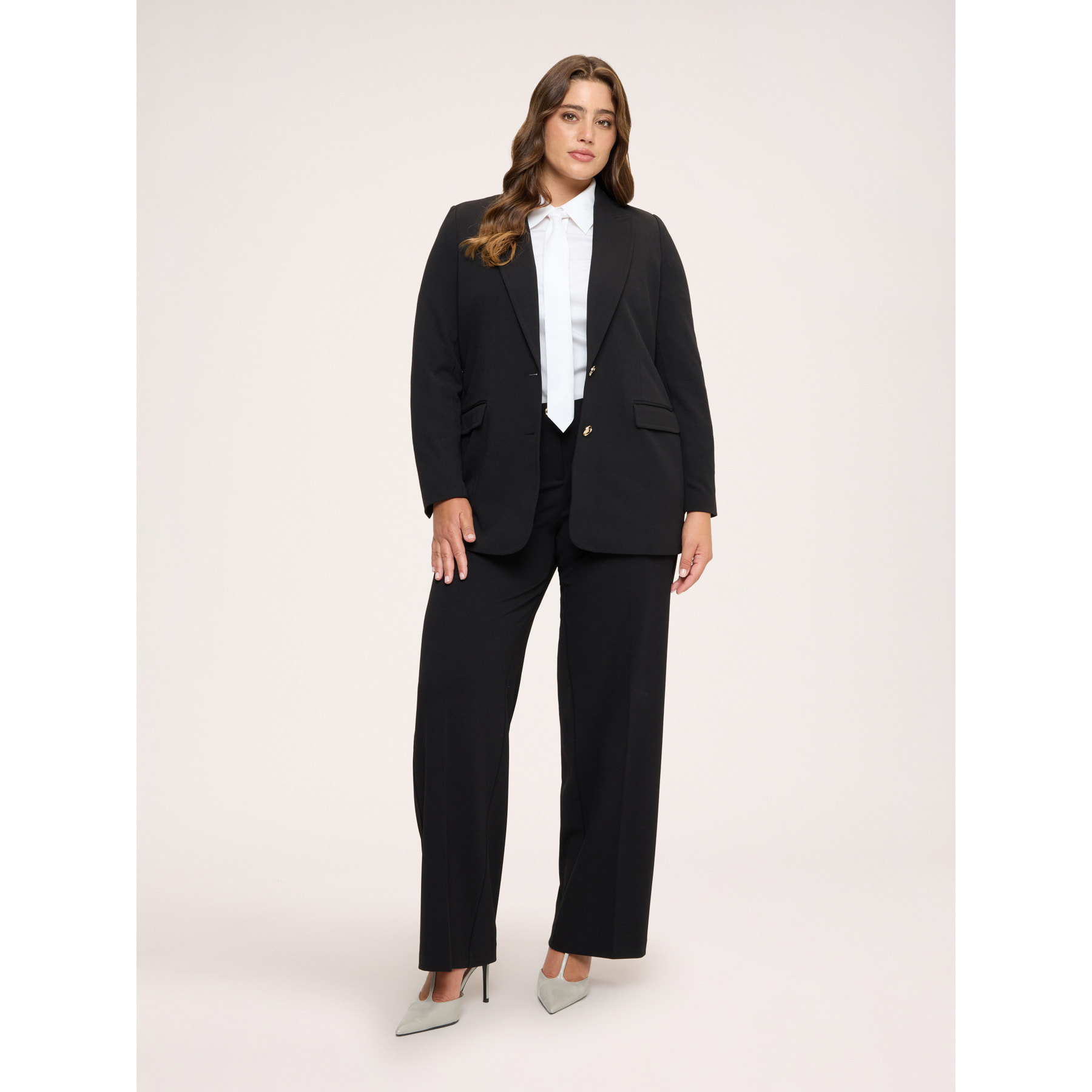 Fiorella Rubino - Pantaloni Wide Leg in tessuto stretch - Nero