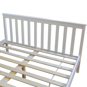 Letto piazza e mezzo in legno massiccio bianco con rete a doghe HomeStyle4U Multicolor