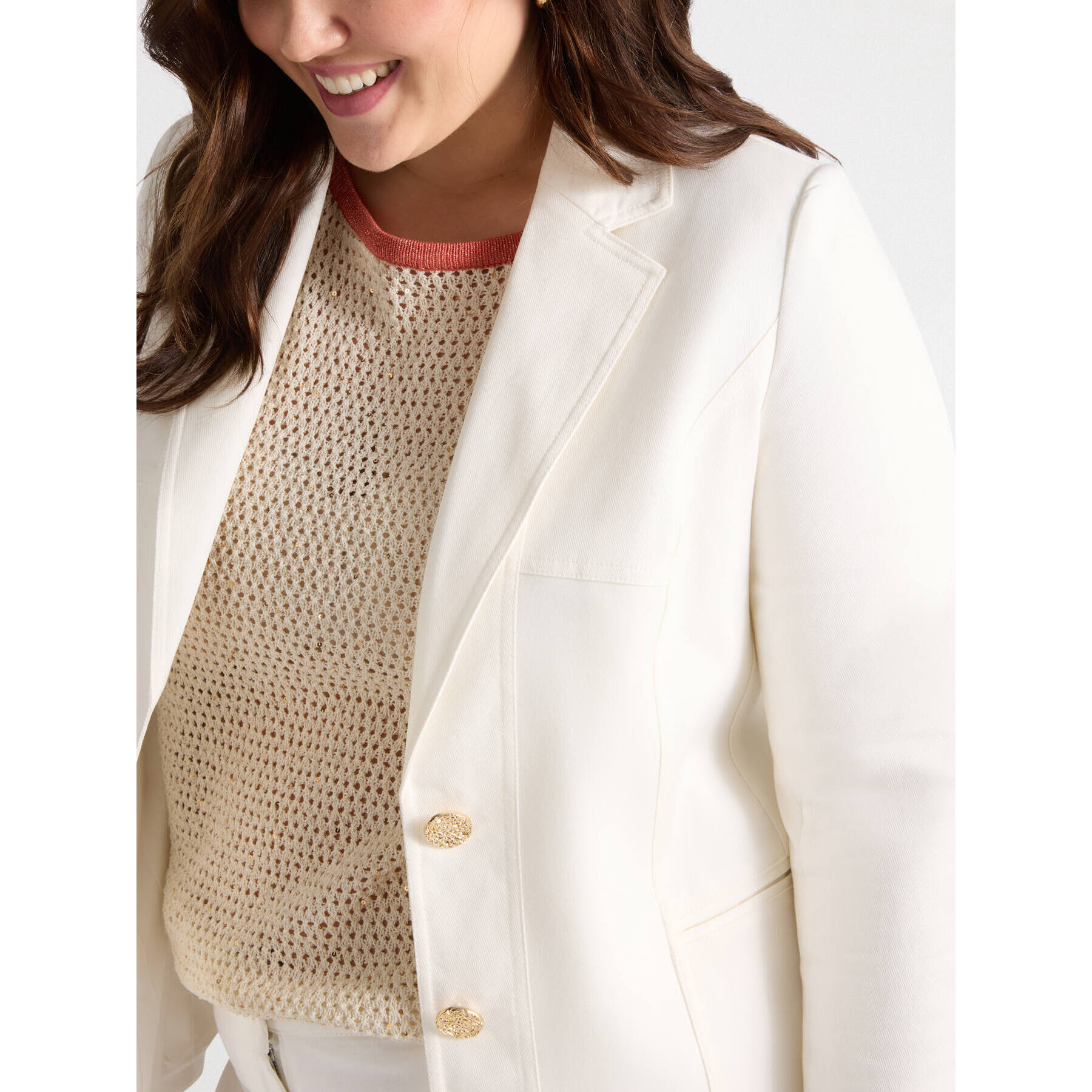 Fiorella Rubino - Blazer con dos botones joya - Blanco