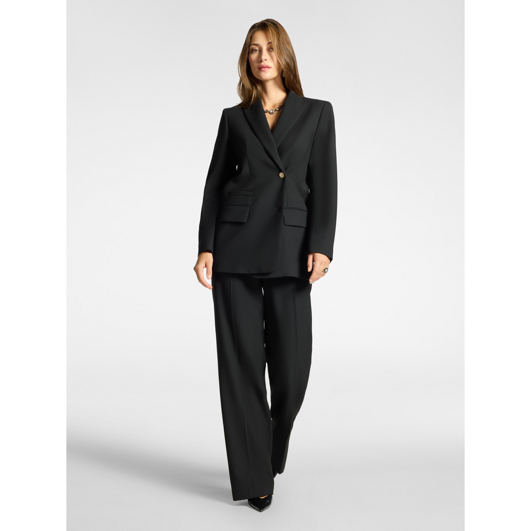 Elena Mirò - Blazer sartoriale in twill misto lana - Nero