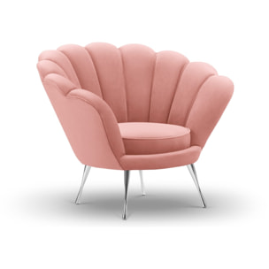 Fauteuil "Kingston" en velours rose