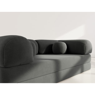 Nebula - Canapé 3 places convertible en velours texturé - Gris