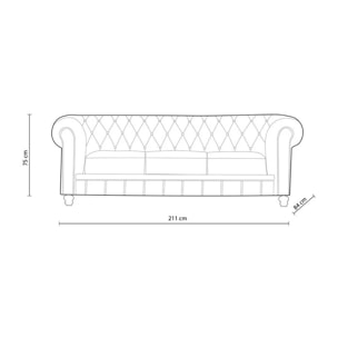 Sofá Chester 3 plazas tejido Velvet verde