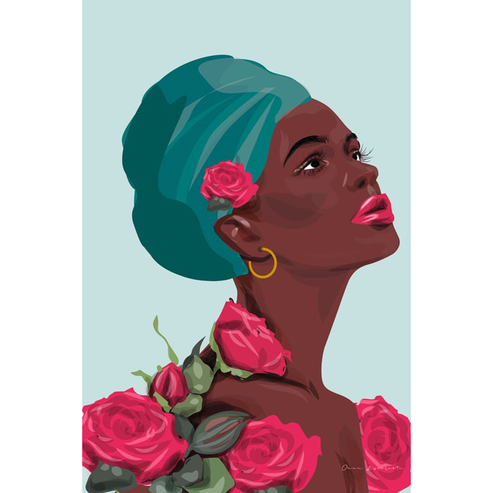 Tableau vintage La femme aux roses Tableau plexiglas