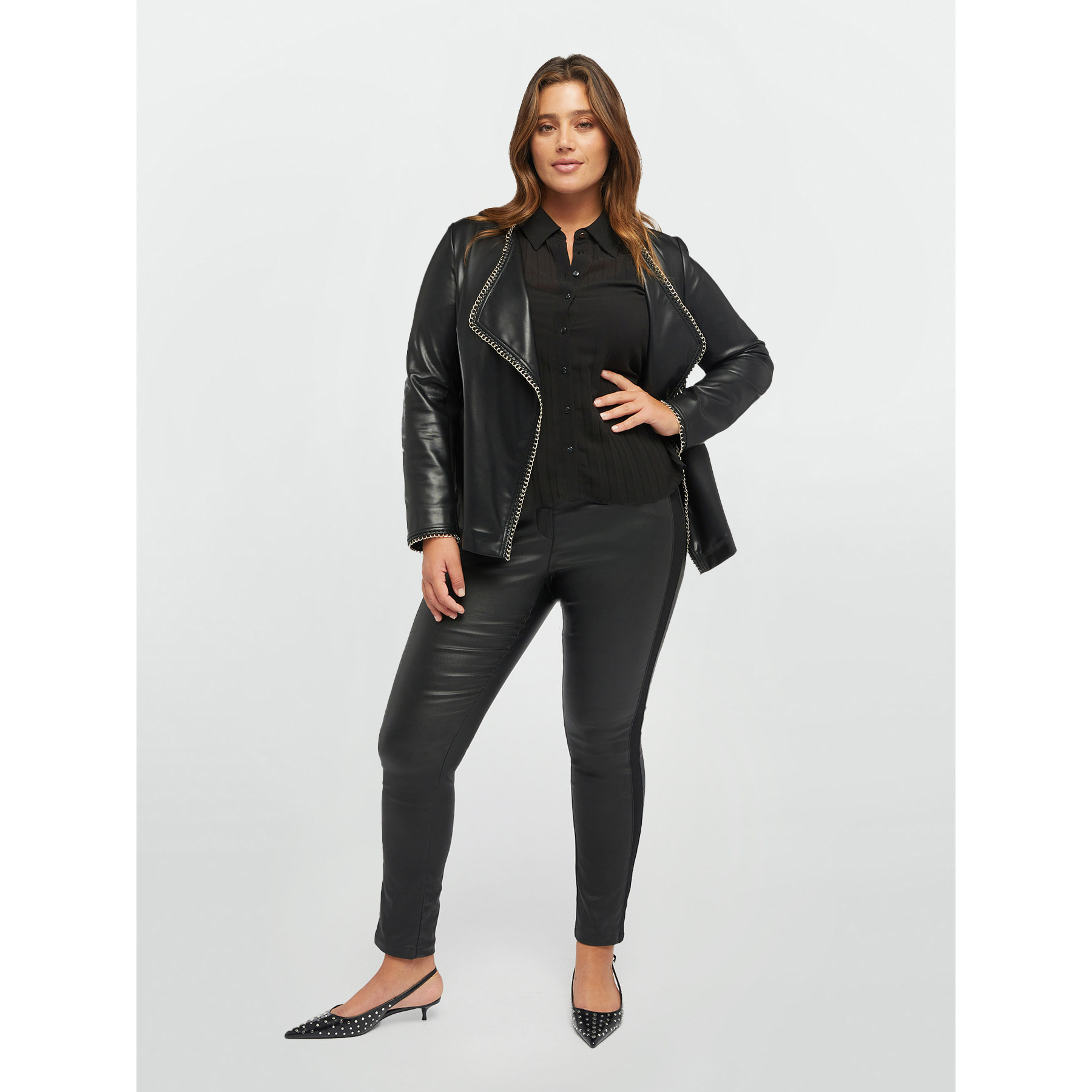 Fiorella Rubino - Chaqueta biker con cadena - Negro