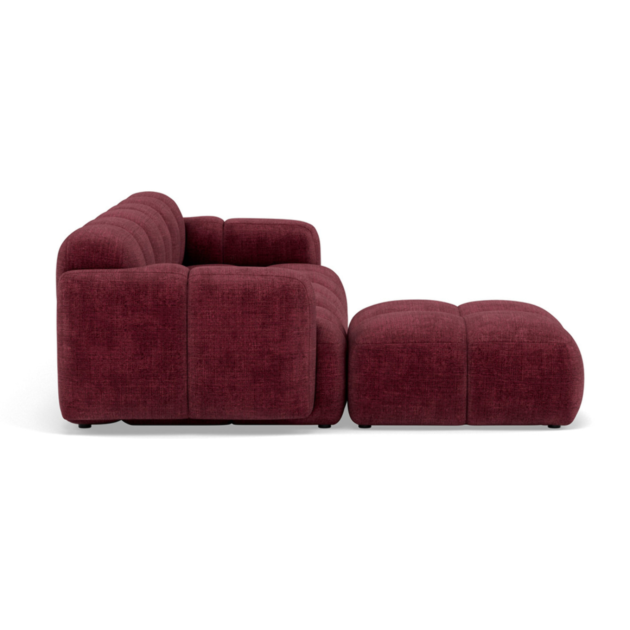 Grace - canapé modulable d'angle réversible 4 places en velours texturé - Prune