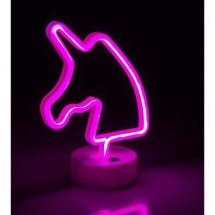 Neon fucsia con base, design Unicorno.