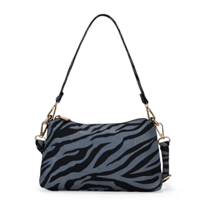 Bolso de hombro negro efecto cebra