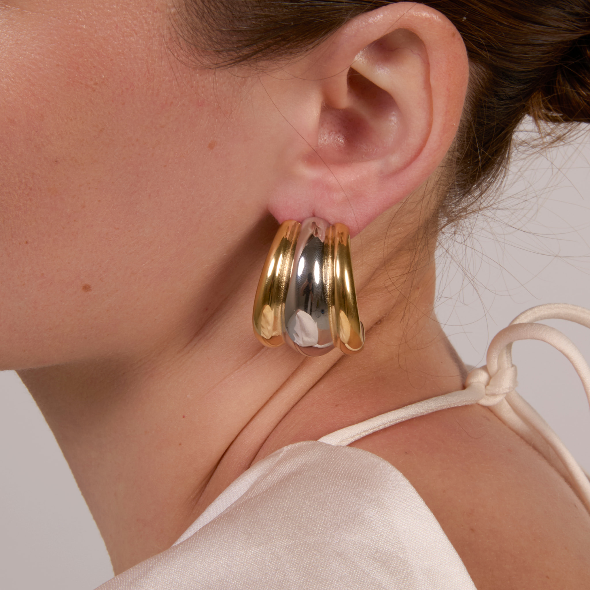 Pendientes Darsean acabado oro 18k y plata