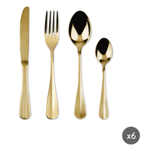 Lot de 24 couverts Excelsa Gold, acier, doré