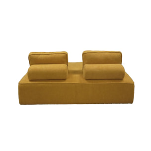 Chauffeuse pour canapé modulable tissu bouclette moutarde 2 places Bao. L 180 x P 90 x H 74cm