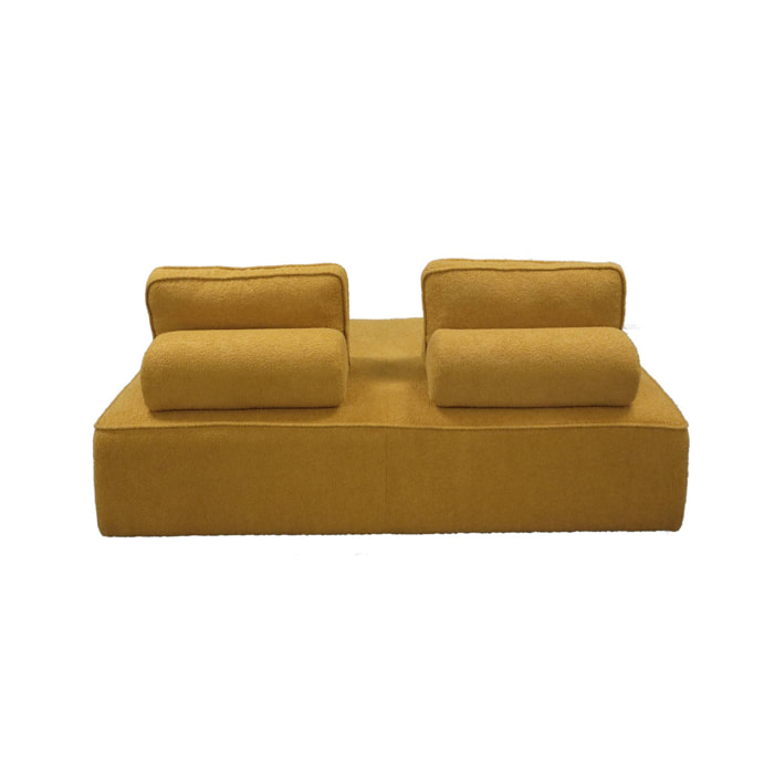 Chauffeuse pour canapé modulable tissu bouclette moutarde 2 places Bao. L 180 x P 90 x H 74cm