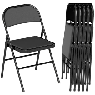 Lot de 6 chaises pliantes assise dossier rembourrés acier synthétique noir