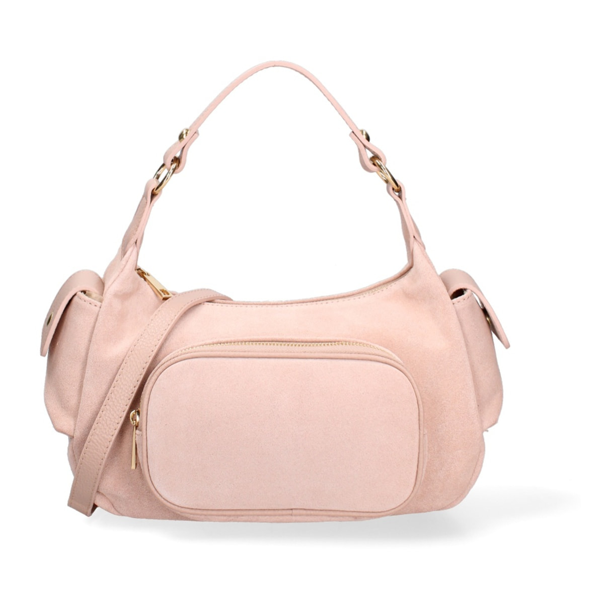 Borsa a spalla da donna Made in Italy - Modello Ardena - Pelle scamosciata - 30.0 x 17.0 x 12.0 cm