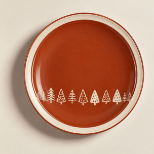 Lot de 6 assiettes plates 26cm en grès brique  MONTAGNE