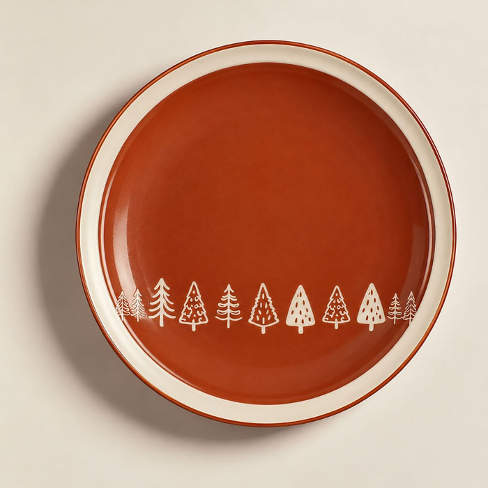 Lot de 6 assiettes plates 26cm en grès brique  MONTAGNE