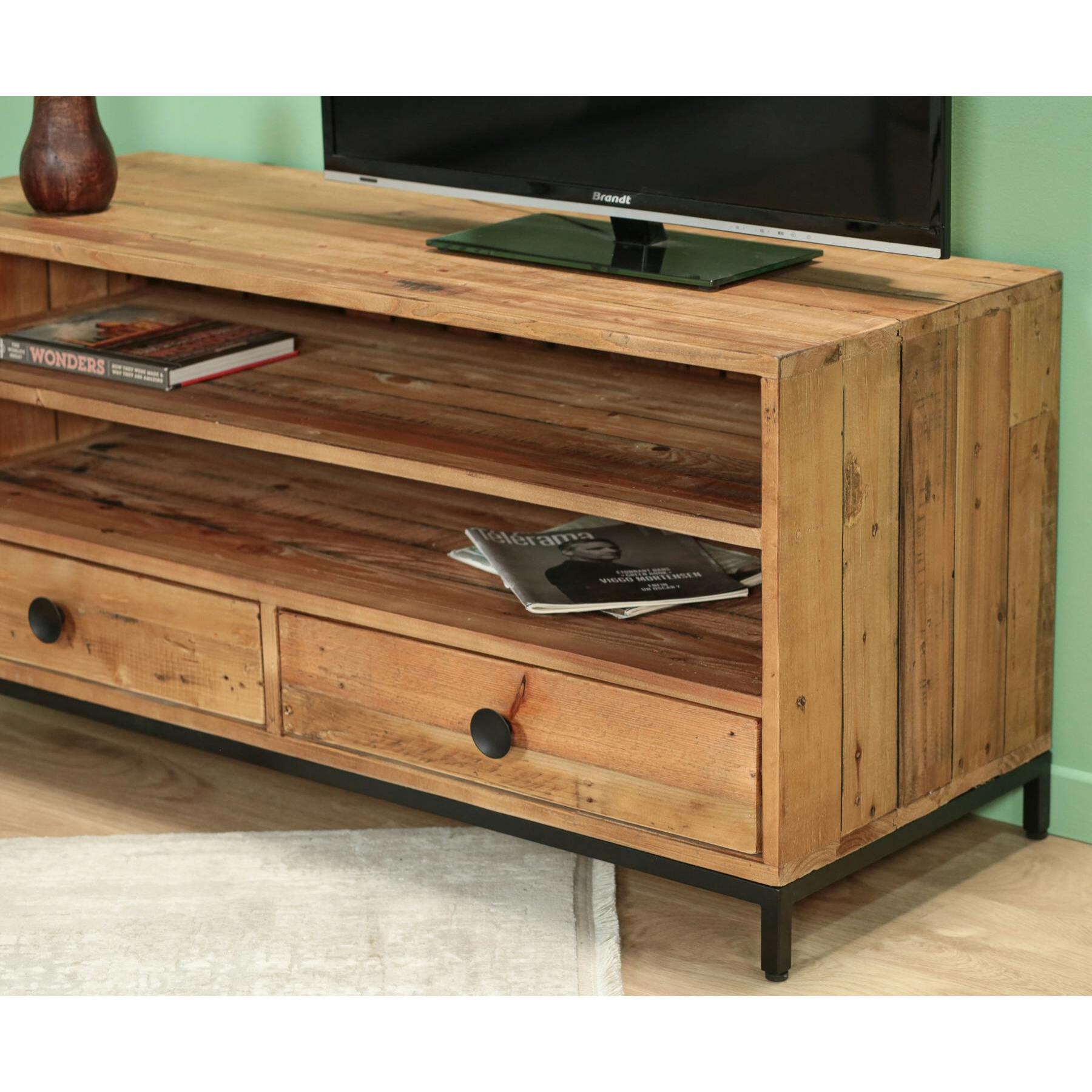 Meuble TV 120 cm bois recyclé CANBERRA