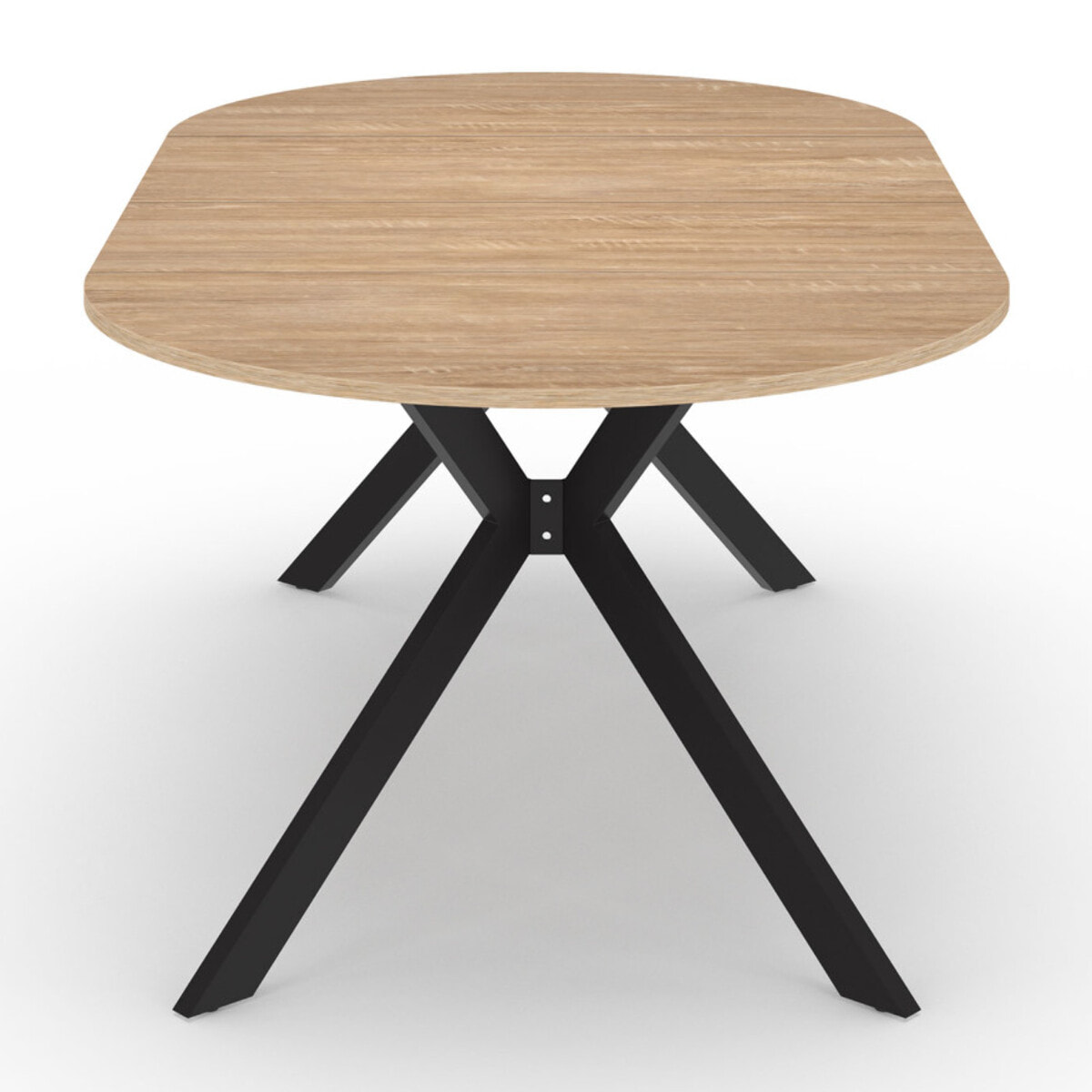 Table repas Spider plateau extensible 110-200cm rond bois et pieds croisés noirs