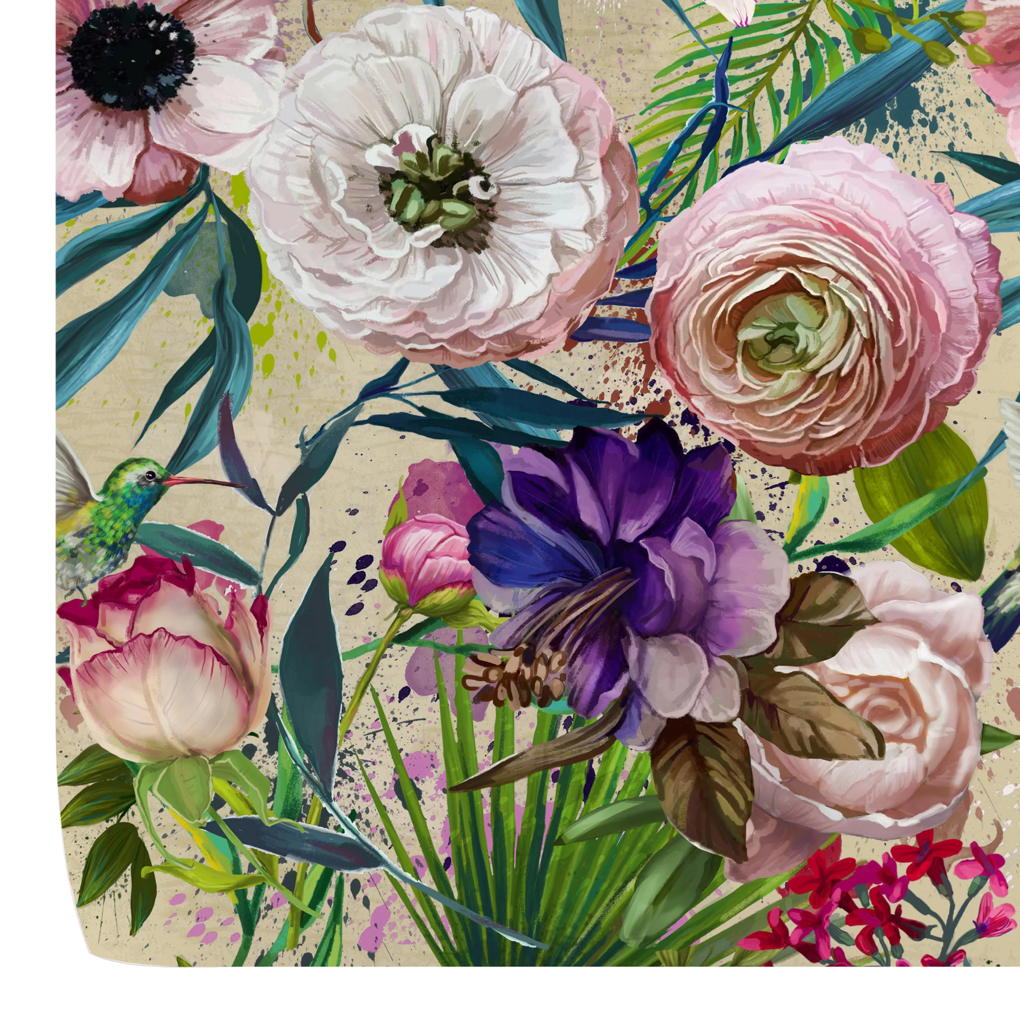 Carta da Parati Floreale con Fiori Rosa