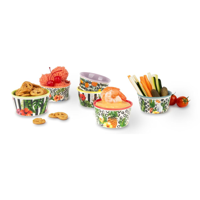 Set 6 Ciotole 8,7 cm Excelsa – Tropical Chic, New Bone China Multicolore