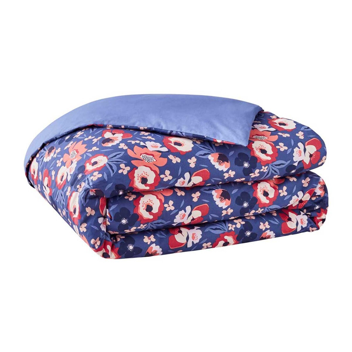 Parure de lit Housse de couette + taies rectangles unie en coton, ALICE, Multicolore