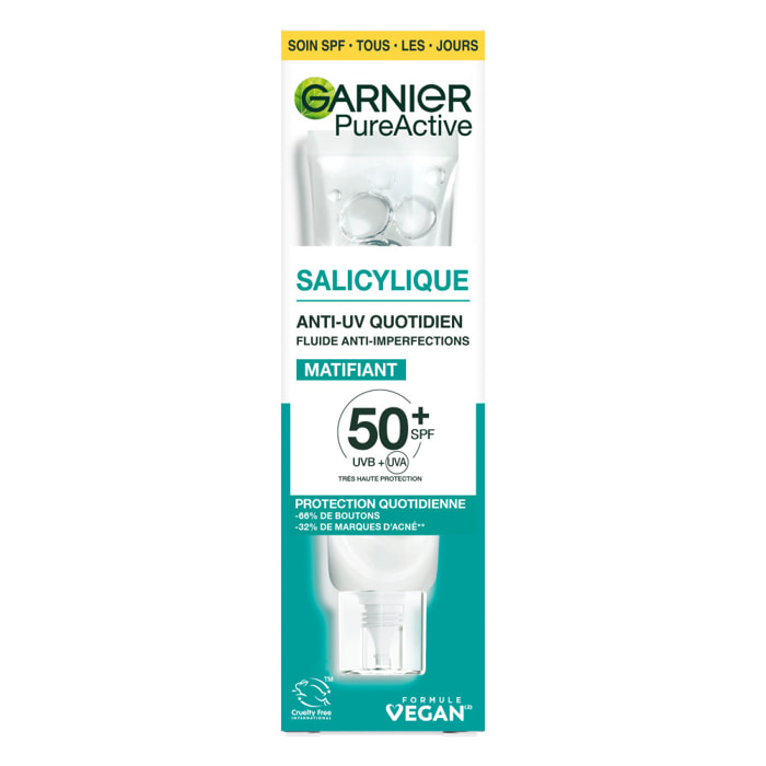 Garnier SkinActive PureActive Salicylique Anti-UV Quotidien Anti-imperfections SPF 50+ 40mL