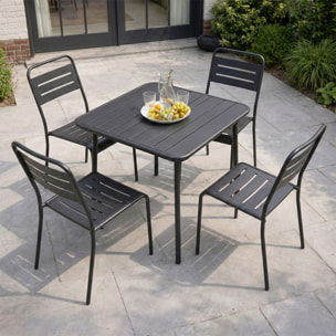 EVORA Ensemble table de jardin carrée et 4 chaises