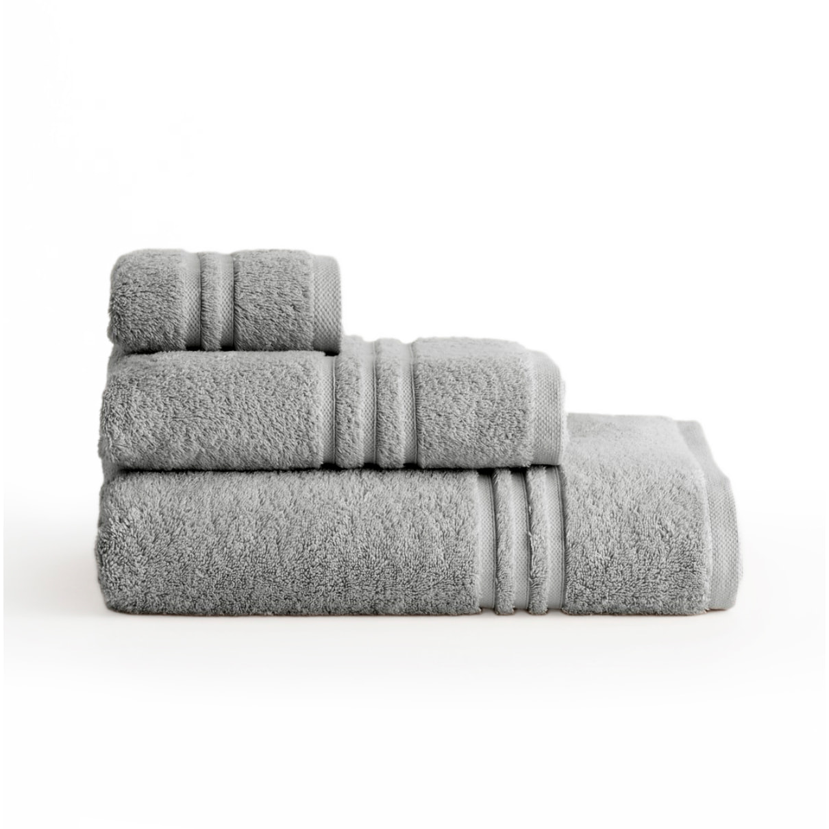 Set de serviettes éponge 100% Coton Éponge Peigné - 700 g/m2 GRIS