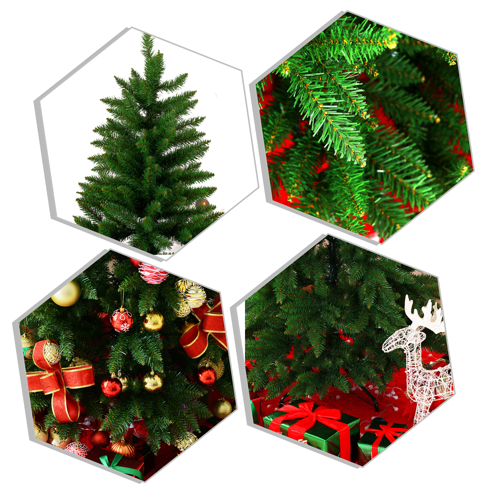 Sapin de Noël artificiel Ø 91 x 210H cm 865 branches épines imitation Nordmann grand réalisme vert