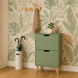 Emma - Scarpiera Salvaspazio 2 Ante 55x82x25 cm 12 Paia in Legno Salvia