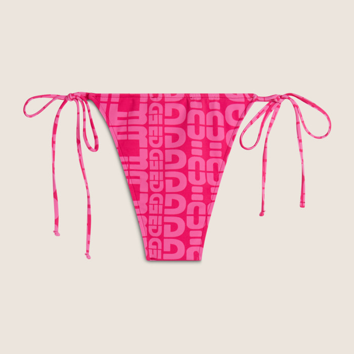 Slip bikini con logo all over e chiusura a laccetti