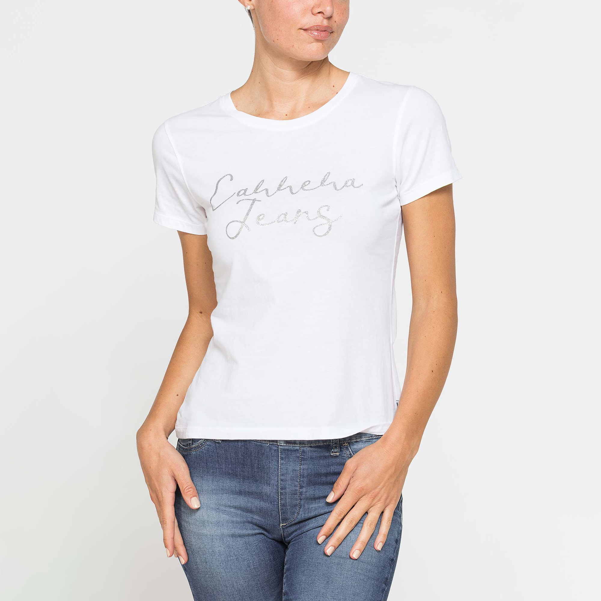 T-SHIRT CON STAMPA FRONTALE IN JERSEY DI COTONE