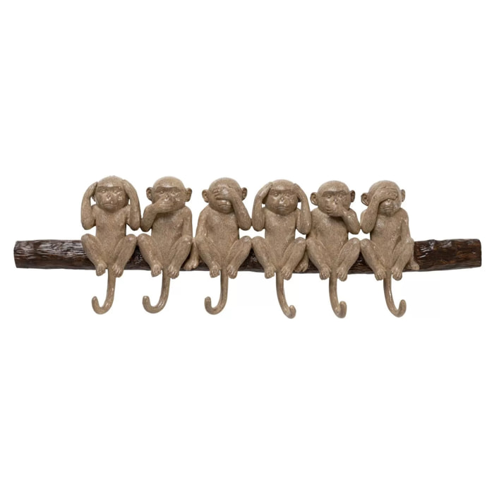 Portemanteau mural singes de la sagesse 59cm Kare Design