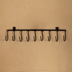 Portant avec patères en métal brut - Noir