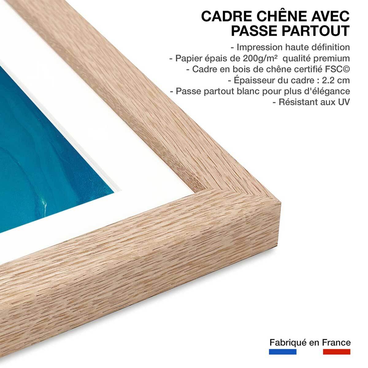 Poster bleu fluide Affiche sous cadre bois