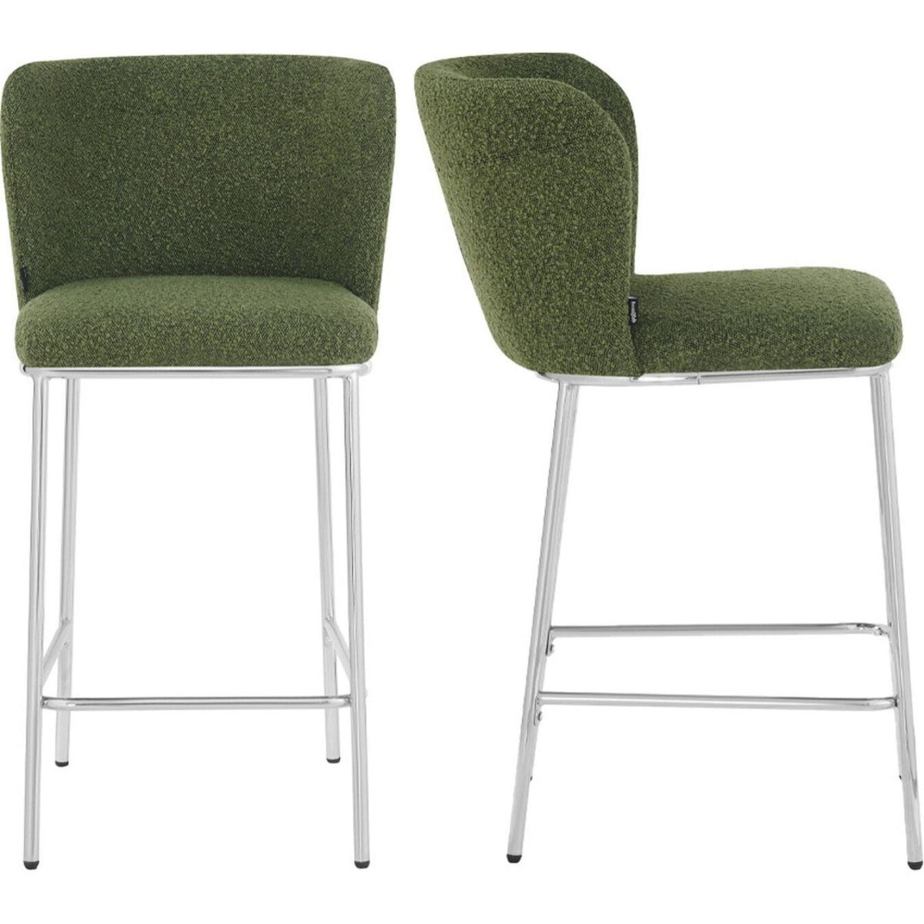 Lot de 2 tabourets de bar en tissu bouclé, piètement chromé - TOMA