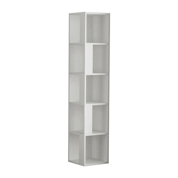 Libreria Herman, Scaffale da ufficio, Mobile portalibri, Biblioteca, 34x34 h161 cm, Bianco