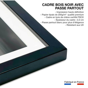Poster parapluie bleu Affiche sous cadre noir
