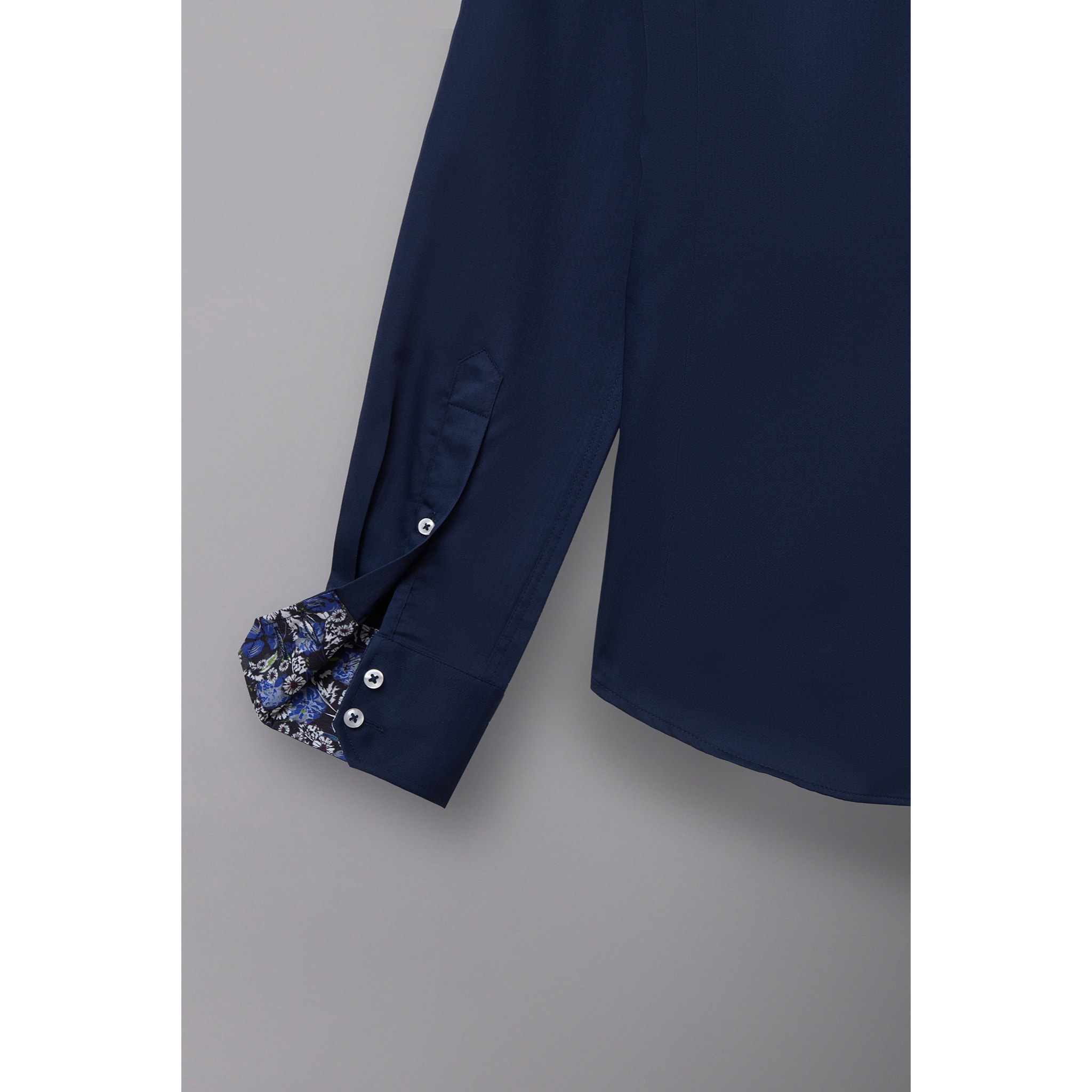 Camicia Uomo 2 Bottoni Button Down 7bottoni Doppio Coll Satin Unito Blu