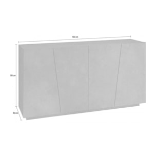 Credenza moderna a 4 ante, Made in Italy, Madia da cucina, Buffet di design da soggiorno, cm 159x43h86, colore Bianco lucido