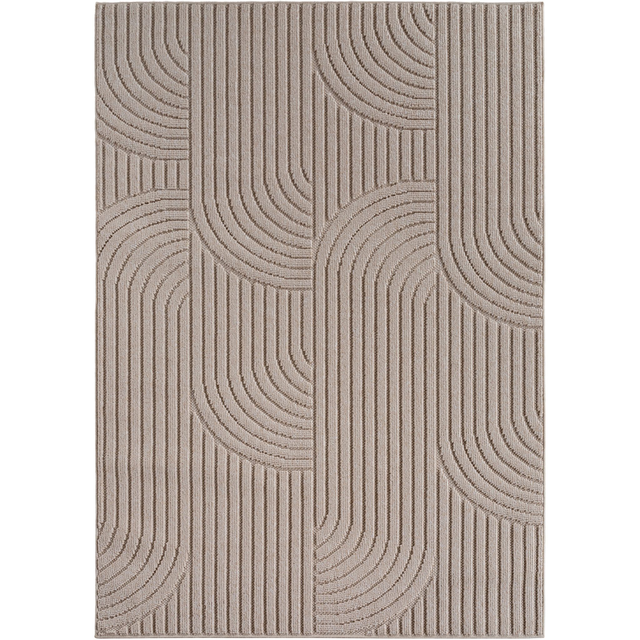 HELIX - Tapis moderne effet laine bouclé à motif géométrique en relief beige