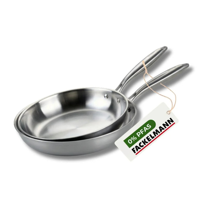 2 poêles 24 cm et 26 cm inox 18/10 Triply Fackelmann Vita3