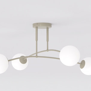 Lampada a sospensione PREGOS in acciaio beige e vetro opalino