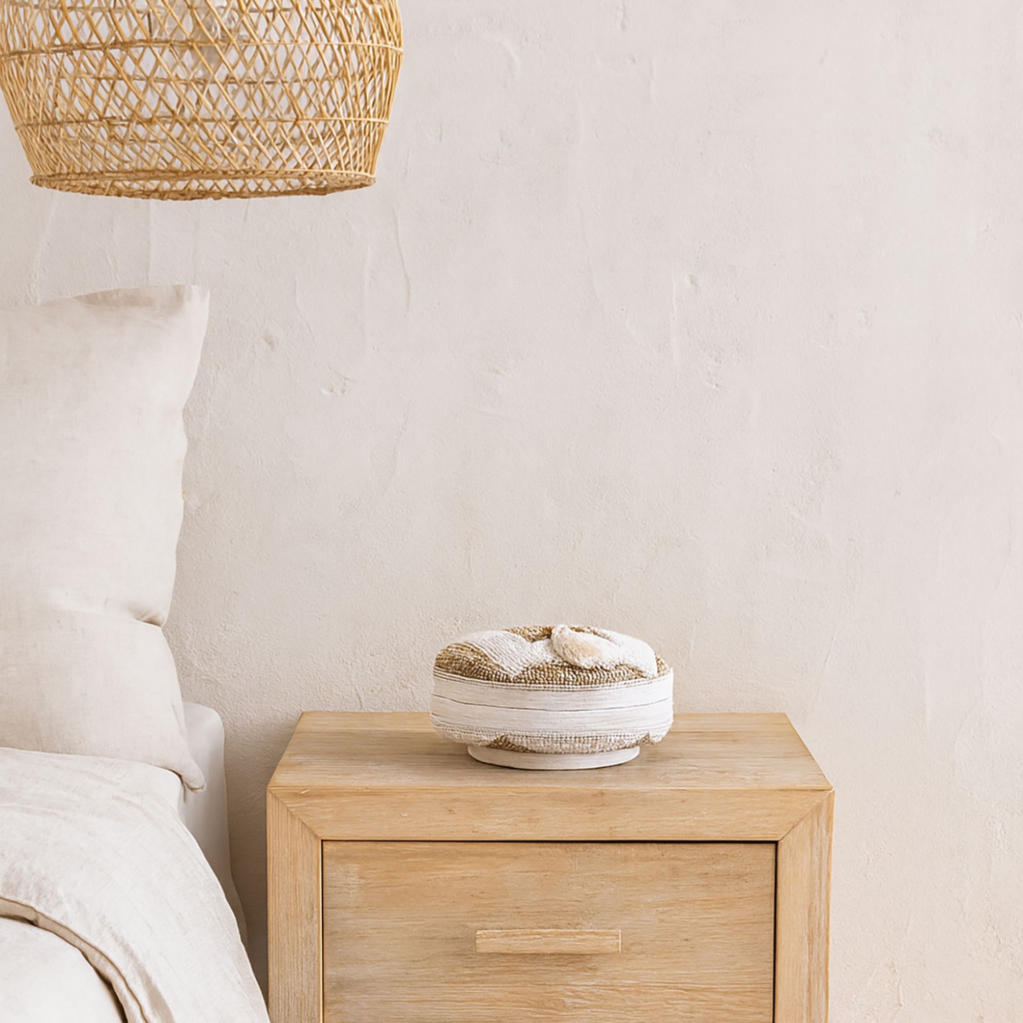 Boite en bambou ornée de perles 20cm HOA